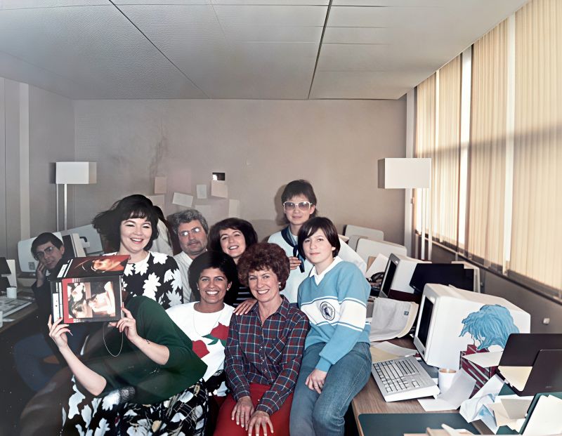 My dad told me the lady in the blue striped top and jeans was known as Blue. 
